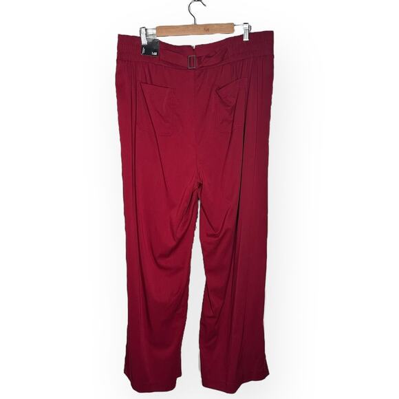 New TORRID Pleated Wide Leg Stretch Challis High-Rise Pants Red Baggy Relaxed - Picture 6 of 11